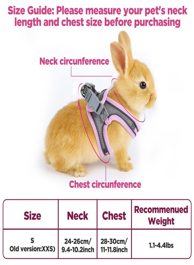 Exclaith Bunny Harness and Leash Adjustable Bunny Harness and Leash Set, Breathable Pet Vest, Small Dog Harnesses, Small Kitten Puppy Rabbit Walks Accessories, with Reflective Strips, Pink and Grey - Image 2
